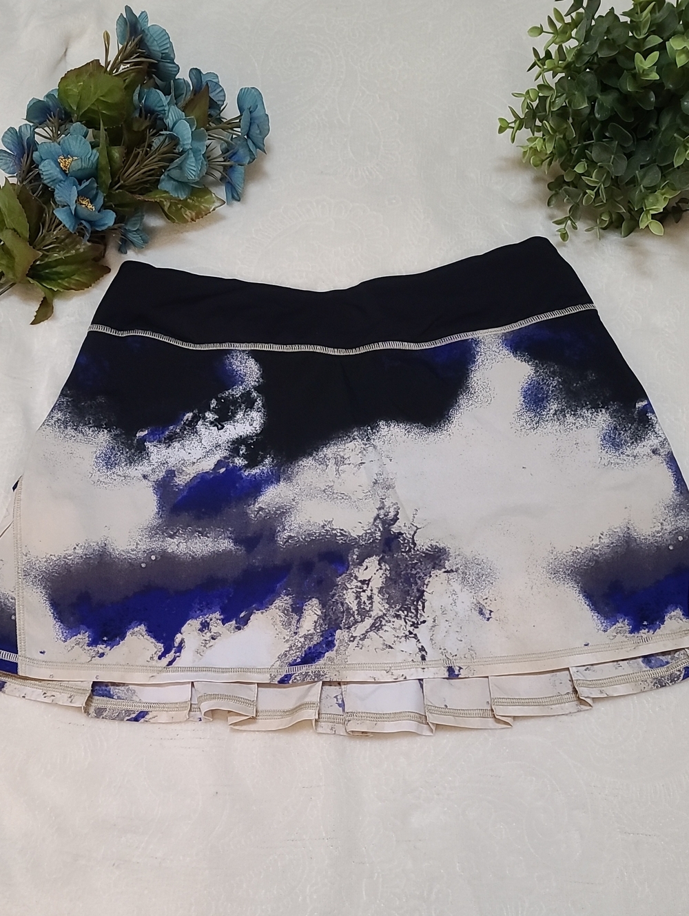 Vintage Lululemon Pace Setter Skirt Skort Milky Way Black Pigment Blue Tall
